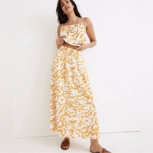 Madewell Linen Blend, 2 toned MAXI floral skirt with deep pockets (NWOT)